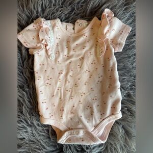 Cherry Print Ruffle-Sleeve Bodysuit for Baby